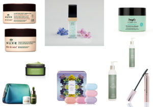 Collezione Reve de Miel di Nuxe comprendente anche un balsamo olio corpo e uno per il viso / maschera idratante Signature Select di Artistry / Collezione idratante di La Mer con siero concentrato e crema viso / Elisir antismog di Chrissie Cosmetics / Saponi Gellé Frères PArfumeurs distribuiti su QVC / Thalasso con Alghe e Sali Minerali di Douglas Home Spa / Shampoo e Maschera Capelli Soft&Volume di Acca Kappa / Mascara Doll distribuito su QVC