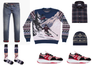 jeans Levis / calze e maglia abbinate In the Box / camicia Bagutta Uomo / cappellino Etro / scarpe Ellesse