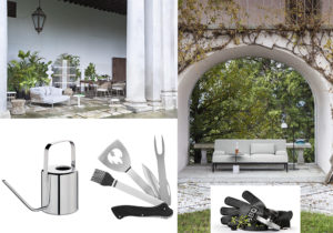 Arredo da esterni di Saba outdoor (ph.Beppe Brancato) / annaffiatoio Cillo / Multi tool BBQ Sagaform e set BBQ Sagaform di Schonhuber / Arredo da esterni ADD soft di La Palma