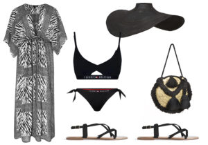 Kimono e sandali Primark / bikini Tommy Hilfiger Essential / cappello e borsa Gianluca Capannolo