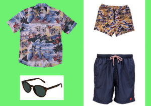camicia e costume In The Box / occhiali Invu Sole / pantaloncini Red Underwater