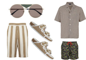 occhiali Karl Lagerfeld / bermuda Tagliatore / sandali Birkenstock / camicia Alessandro Gherardi / costume Red