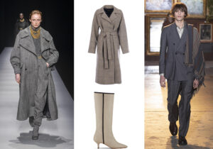 Look Alberta Ferretti trench Les Copains stivali Malone Souliers look Etro