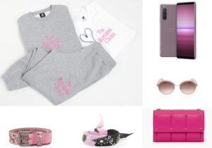 Comfy capsule collection 'the Romantic choice San Valentino' by New Balance e Asos Design / cellulare Xperia 5 di Sony / occhiali Emilio Pucci by Marcolin / cintura Patrizia Pepe / cintura Pinko / borsa HTC