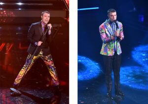Fedez in total looks Versace (Getty Images)