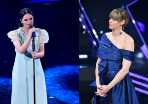 Francesca Michelin con abito Miu Miu / Federica Pellegrini in abito Rossorame e gioielli Chopard