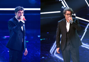 Willy Peyote e Samuele Bersani indossano completi di Carlo Pignatelli