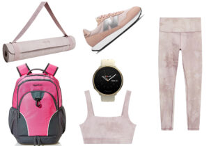 Kit Mango Fitness / sneakers Nike / orologio Ignite 2 di Polar color champagne / zaino per lo sport di Amazon Basics