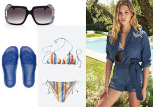 Occhiali Emilio Pucci - costume Gelato Triangle bikini di oas Company - look Ermanno Scervino
