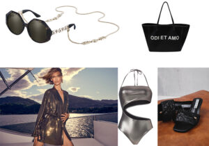 Versace eyewear by Luxottica - borsa Odi et Amo - look Twin Set - costume Calvin Klein - ciabattine Emanuelle Vee